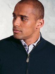 Brook Taverner Blue Zip Through Cardigan - Image 3 of 3