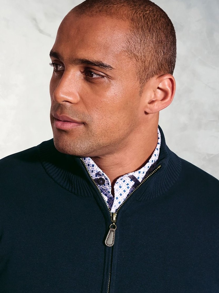 Brook Taverner Blue Zip Through Cardigan - Image 3 of 3