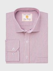Brook Taverner Red Micro Check Oxford Cotton Shirt - Image 1 of 3