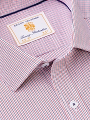 Brook Taverner Red Micro Check Oxford Cotton Shirt - Image 3 of 3