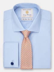 Brook Taverner Blue Double Cuff Poplin Cotton Shirt - Image 1 of 3