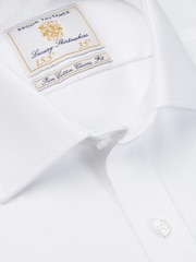 Brook Taverner White Double Cuff Herringbone Cotton Shirt - Image 2 of 3