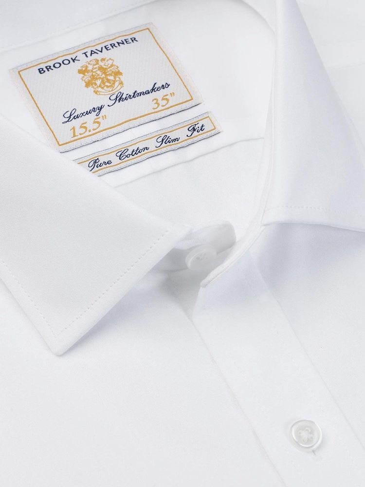 Brook Taverner White Double Cuff Poplin Cotton Shirt - Image 2 of 3