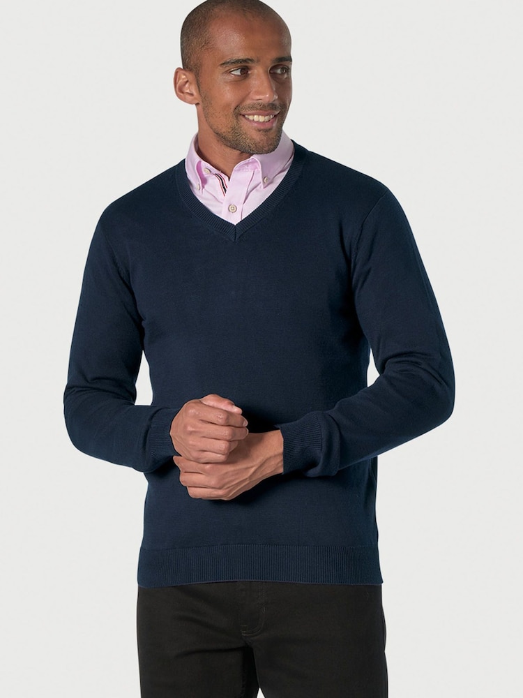 Brook Taverner Blue V-Neck Jumper - Image 1 of 2