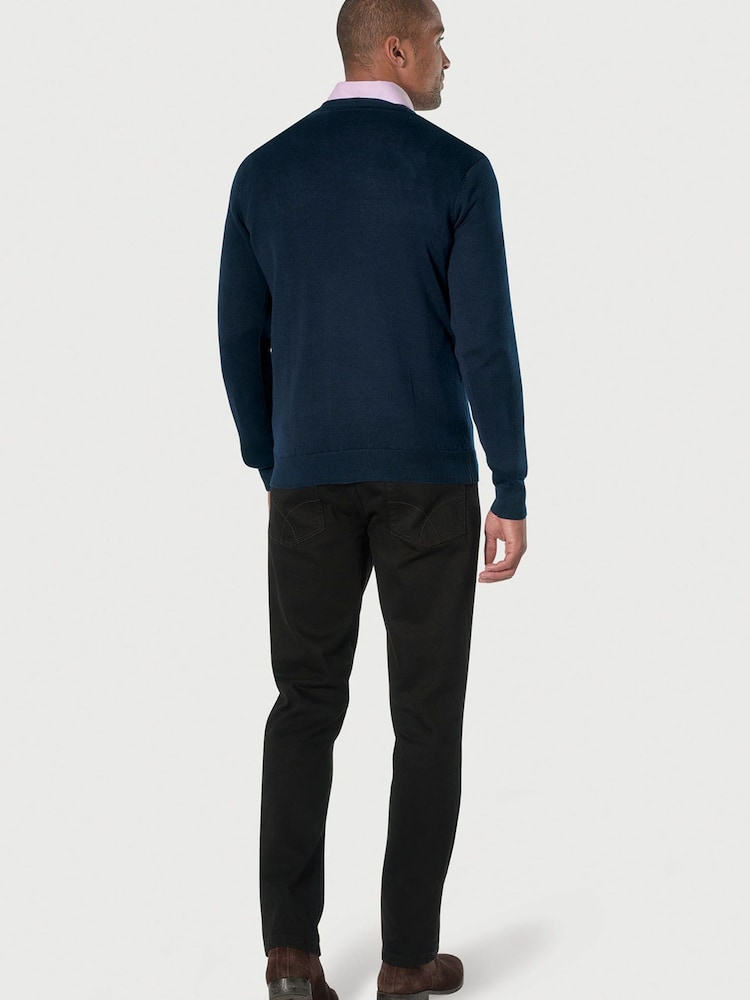 Brook Taverner Blue V-Neck Jumper - Image 2 of 2