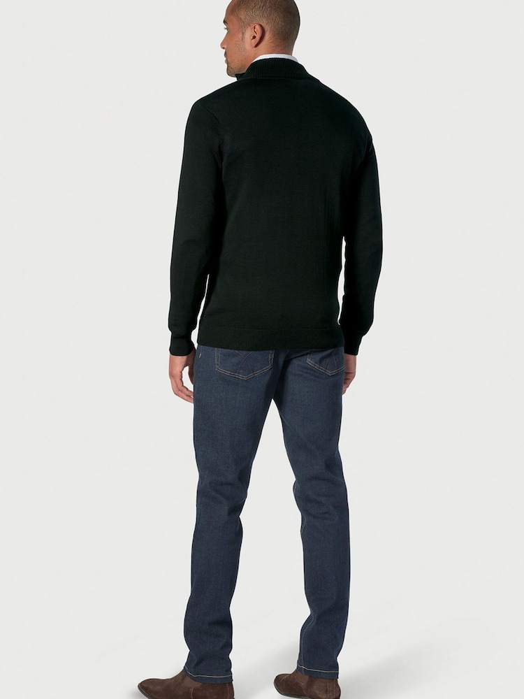 Brook Taverner Black Zip Neck Jumper - Image 2 of 2 Brook Taverner Black Zip Neck Jumper - Image 2 of 2