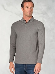 Brook Taverner Long Sleeve Stretch Cotton Polo Shirt - Imagen 1 de 1