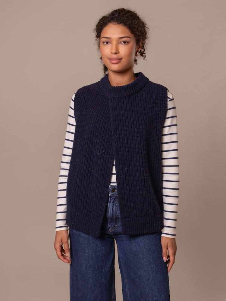 Celtic & Co. Blue Donegal Ribbed Sleeveless Cardigan - Image 2 of 11