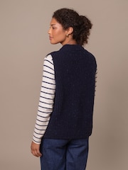 Celtic & Co. Blue Donegal Ribbed Sleeveless Cardigan - Image 3 of 11