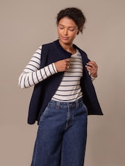 Celtic & Co. Blue Donegal Ribbed Sleeveless Cardigan - Image 4 of 11
