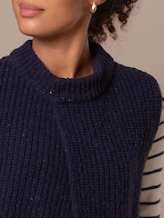 Celtic & Co. Blue Donegal Ribbed Sleeveless Cardigan - Image 5 of 11