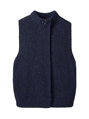 Celtic & Co. Blue Donegal Ribbed Sleeveless Cardigan - Image 6 of 11