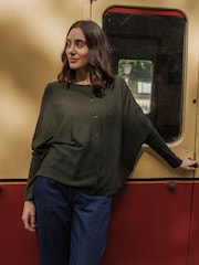 Celtic & Co. Green Fine Knit Merino Drape Cardigan - Image 1 of 9