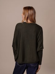 Celtic & Co. Green Fine Knit Merino Drape Cardigan - Image 2 of 9