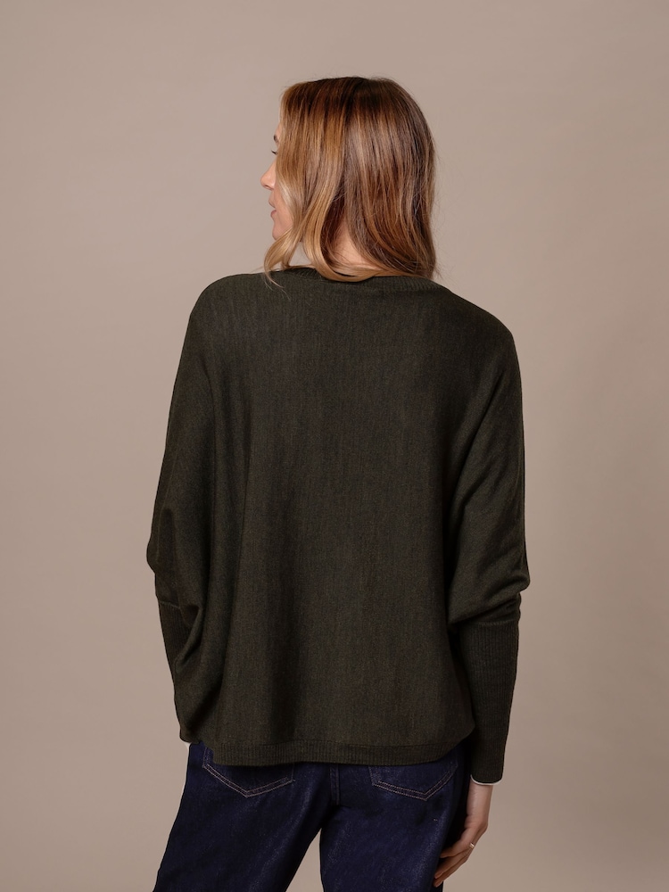 Celtic & Co. Green Fine Knit Merino Drape Cardigan - Image 2 of 9