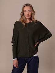 Celtic & Co. Green Fine Knit Merino Drape Cardigan - Image 3 of 9
