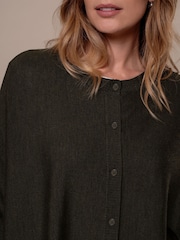 Celtic & Co. Green Fine Knit Merino Drape Cardigan - Image 5 of 9