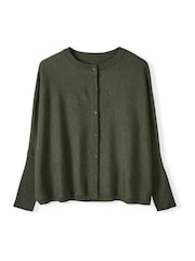 Celtic & Co. Green Fine Knit Merino Drape Cardigan - Image 6 of 9