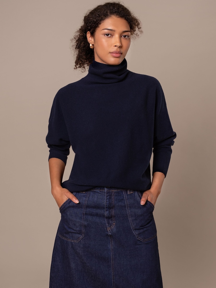 Celtic & Co. Blue Roll Neck Drop Sleeve Lambswool Jumper - Image 1 of 7