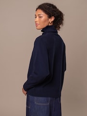 Celtic & Co. Blue Roll Neck Drop Sleeve Lambswool Jumper - Image 2 of 7