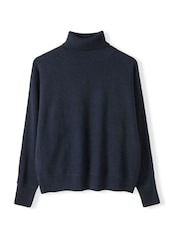 Celtic & Co. Blue Roll Neck Drop Sleeve Lambswool Jumper - Image 4 of 7