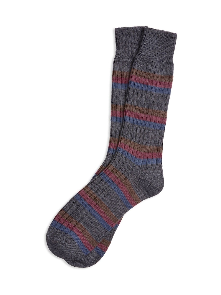 Celtic & Co. Blue Men's Merino Cotton Stripe Socks - Image 1 of 2 Celtic & Co. Blue Men's Merino Cotton Stripe Socks - Image 1 of 2