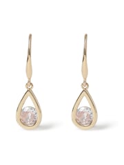 Aela Gold Tone Diamond Simulants Floating Stone Drop Earrings - Image 2 of 3