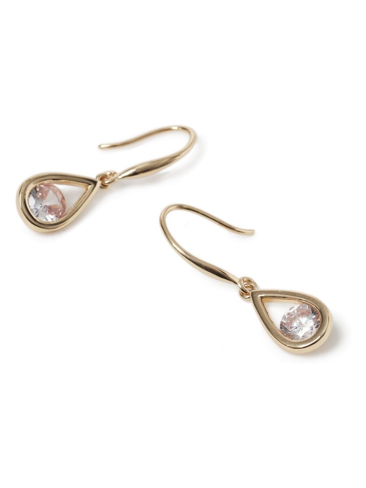 Aela Gold Tone Diamond Simulants Floating Stone Drop Earrings - Image 3 of 3