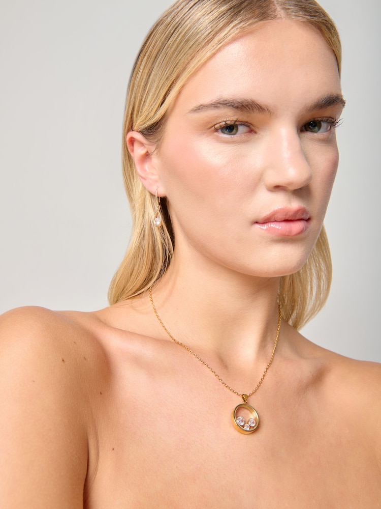 ذهبي - قلادة مرصَّعة بالألماس المقلد من Aela - Image 1 of 2