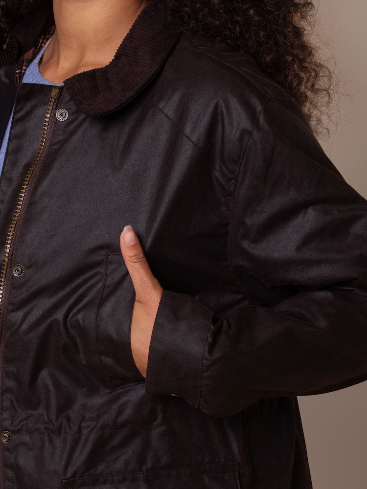 Celtic & Co. Waxed Cotton Waisted Zip Through Brown Jacket - Image 4 of 4 Celtic & Co. Waxed Cotton Waisted Zip Through Brown Jacket - Image 4 of 4