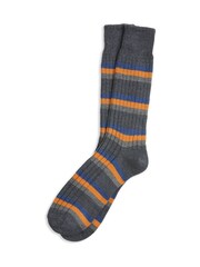 Celtic & Co. Grey Men's Merino Cotton Stripe Socks - Bild 1 von 1