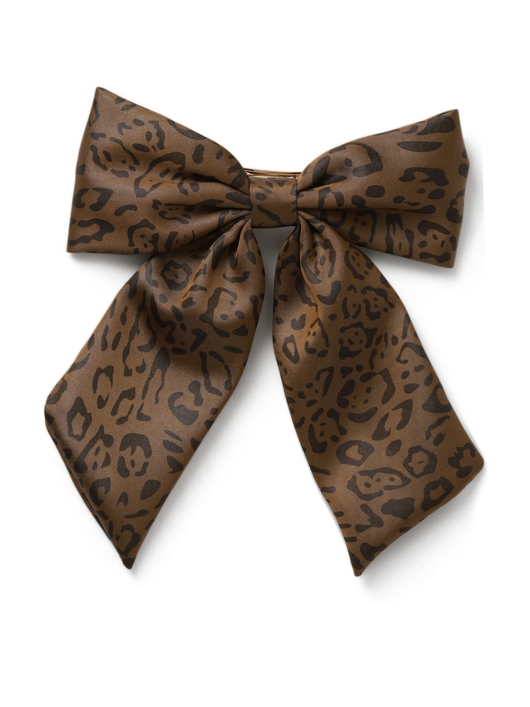 Aela Leopard Brown Hair Bow - 画像 1 / 3