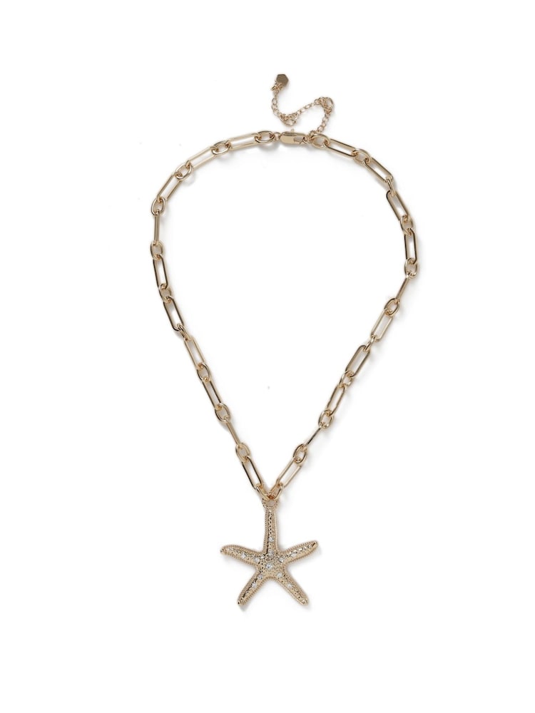 Aela Gold Tone Starfish Pendant Chain Necklace - Image 1 of 3