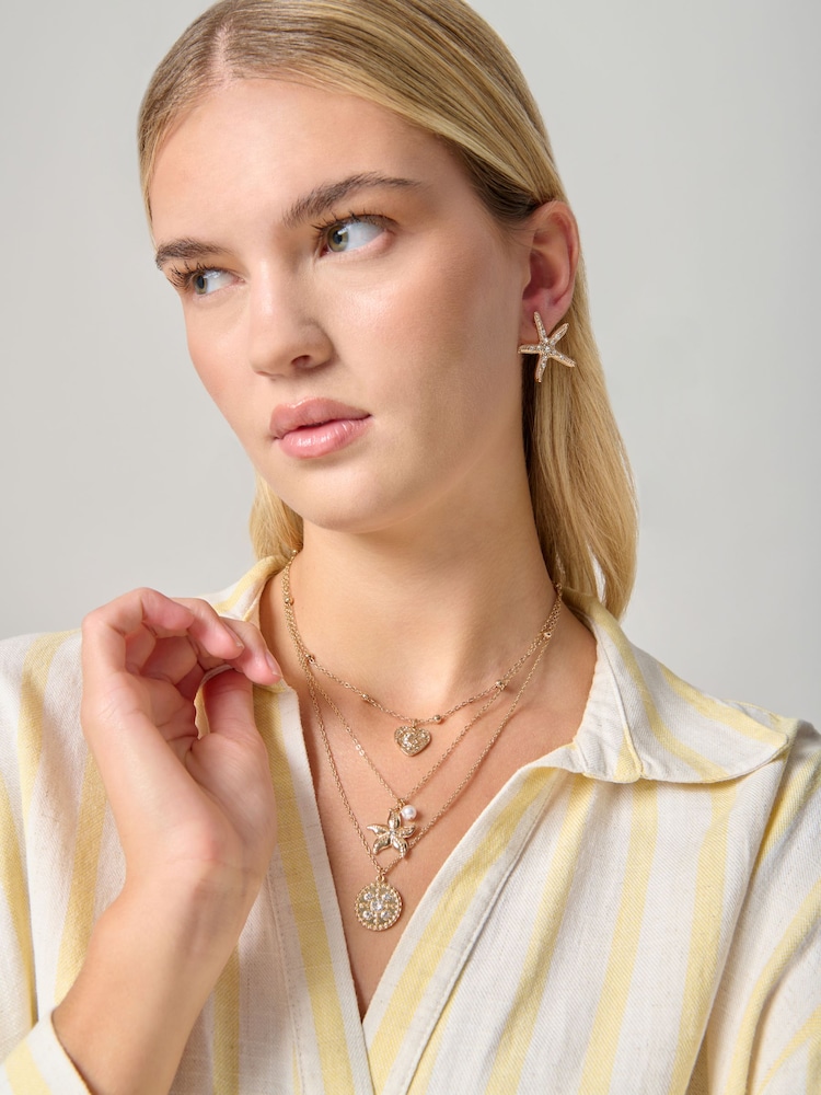 Aela Goldfarben mehrreihige Seestern-Halskette - Bild 1 von 3