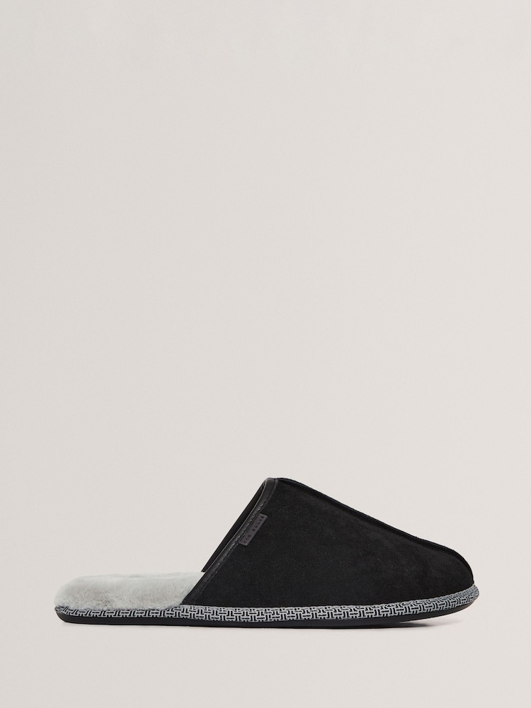 Ted Baker Black Peterr - Suede Mule Slippers - Image 1 of 4 Ted Baker Black Peterr - Suede Mule Slippers - Image 1 of 4