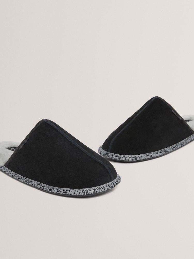 Ted Baker Black Peterr - Suede Mule Slippers - Image 4 of 4 Ted Baker Black Peterr - Suede Mule Slippers - Image 4 of 4