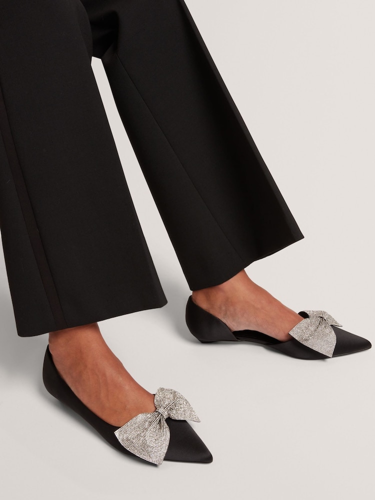 Ted Baker Black Crissly - Embellished Bow Flat Shoe - Image 1 of 5