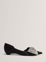 Ted Baker Black Crissly - Embellished Bow Flat Shoe - Image 2 of 5