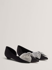 Ted Baker Black Crissly - Embellished Bow Flat Shoe - Image 3 of 5
