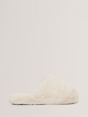 Ted Baker White Lopsey Faux Fur Mule Slippers - Image 1 of 4