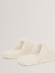 Ted Baker White Lopsey Faux Fur Mule Slippers - Image 3 of 4