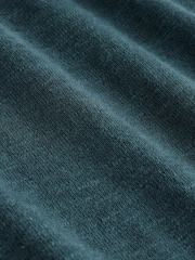 Teal Blue Regular Fit Knitted Short Sleeve Polo Shirt With Linen - Image 2 of 3