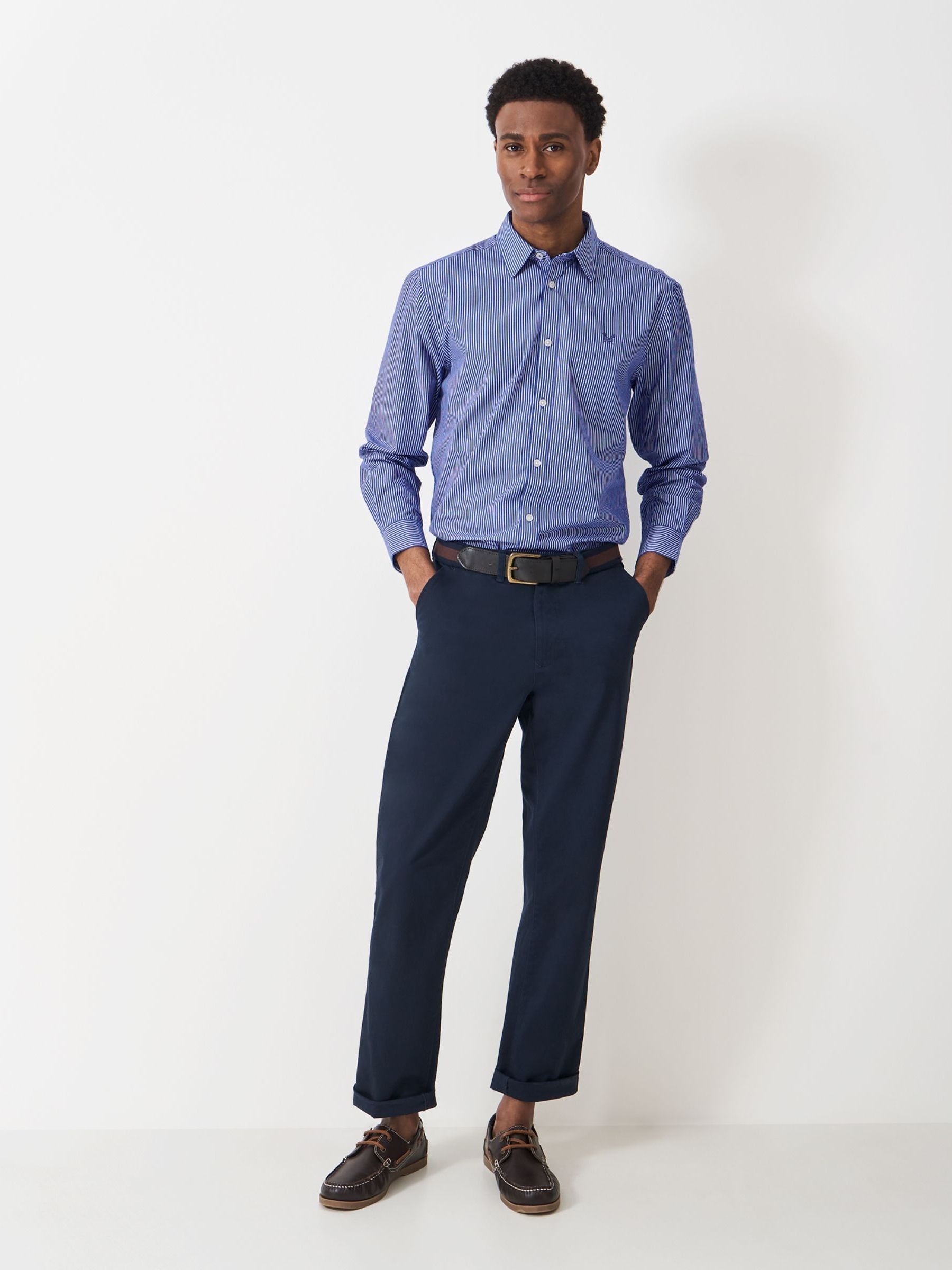 Buy Crew Clothing Stone Blue Crew Classic Micro Stripe Shirt from