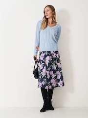 Crew Clothing Blue V-Neck Chunky Heritage Cable Jumper - Image 3 of 5