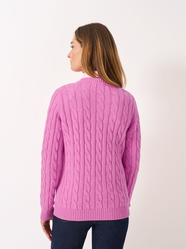 Crew Clothing Company Pink Cotton & Cashmere Chunky-Knit Jumper - Image 2 of 5 Crew Clothing Company Pink Cotton & Cashmere Chunky-Knit Jumper - Image 2 of 5
