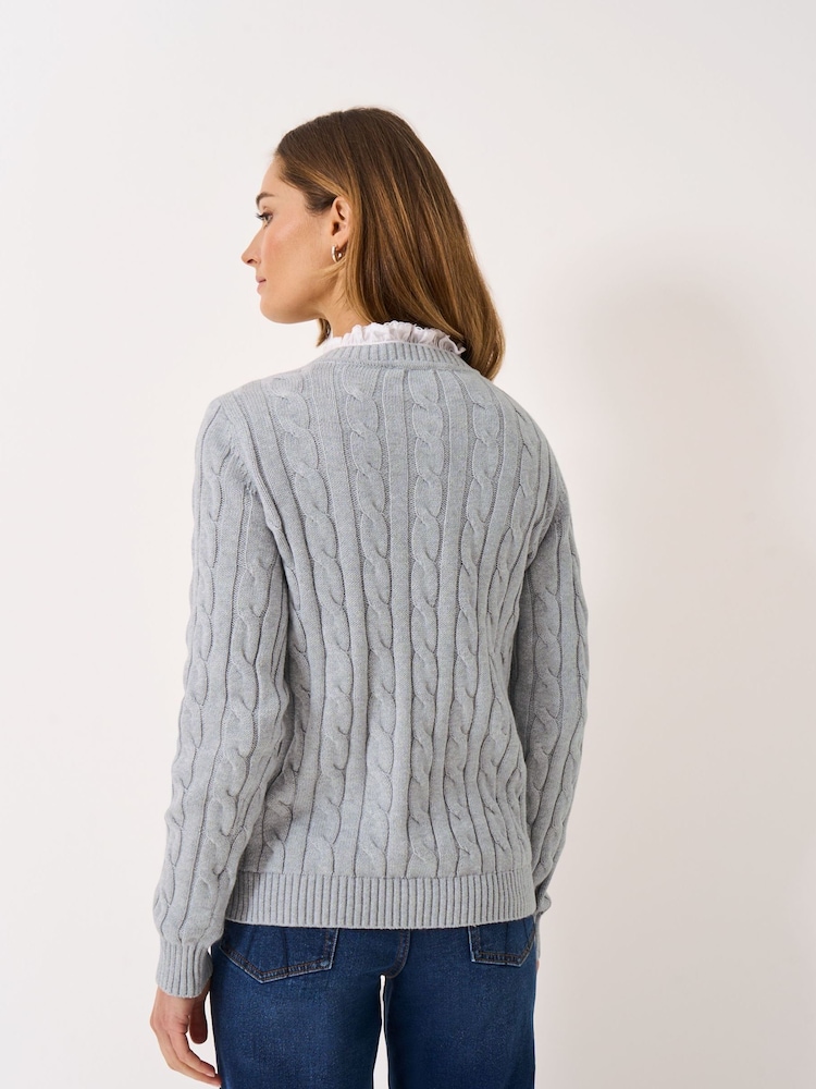 Crew Clothing Company Grey Cotton & Cashmere Chunky-Knit Jumper - Image 2 of 5