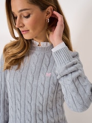 Crew Clothing Company Grey Cotton & Cashmere Chunky-Knit Jumper - Image 4 of 5