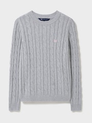 Crew Clothing Company Grey Cotton & Cashmere Chunky-Knit Jumper - Image 5 of 5