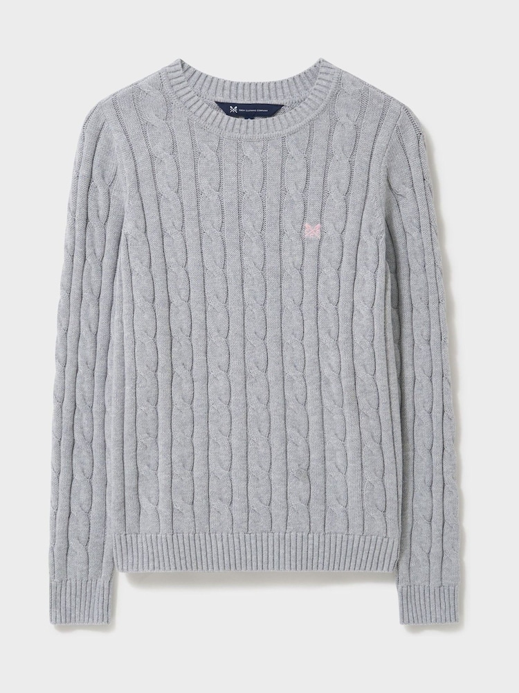 Crew Clothing Company Grey Cotton & Cashmere Chunky-Knit Jumper - Image 5 of 5