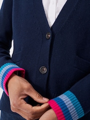 Crew Clothing Company Blue Harmony Relaxed V-Neck Cardigan - Image 4 of 5